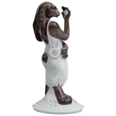 Rabbit Mrs. Time, Coloured with gold, H 17,5 cm