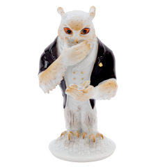 Owl Mr. Know, Colored with gold, H 18 cm