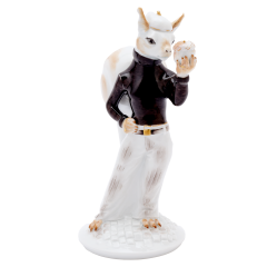 Squirrel Mrs. Know, coloured with gold, H 18 cm