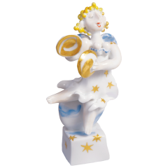 Angel with cymbal, Coloured with gold, H 10 cm