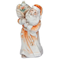 Santa Claus with sack, Coloured with gold, H 20 cm