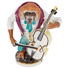 Monkey Musicians Hamadryas Baboon Playing the Double-Bass