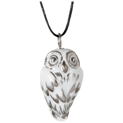 Pendant "Platinum" Full relief Owl, 3,4 x 1,9 cm