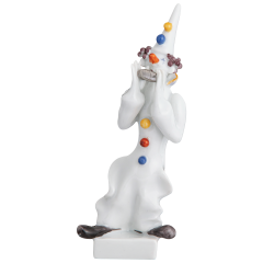 Band of Clowns Clown Playing the Mouth Organ, Coloured, with platinum, 10 cm