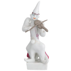 Band of Clowns Clown Playing the Violin, Coloured, with platinum, 9 cm