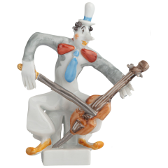 Band of Clowns Clown Playing the Cello, Coloured, with platinum, 7,5 cm