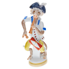 Monkey Orchestra Drummer, Blue and Red decorated, H 11,5 cm