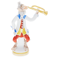 Monkey Orchestra Trumpeter, Blue and Red decorated, H 11,5 cm