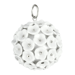 Pendant Boule Snowball Blossom, Blossom pistils platinum painted decoration, Ø 2,8 cm
