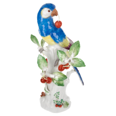 Bird Parrot with Cherries, Vintage, coloured, H 32 cm