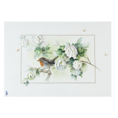 Wall Painting Robin with snowball blossom, lim. 25, 30 x 43 cm