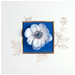 Wall painting with Anemone, Blue background, sign. H. Bretschneider, H 23 cm
