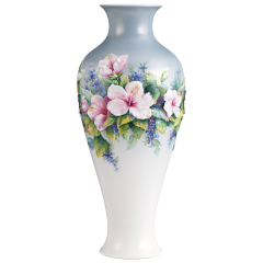 Vase sprigged with flowering hibiscus, H 46 cm