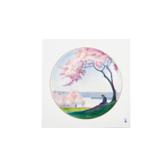 Wall picture, "Girl at the river with cherry blossoms", lim., 25,5 x 25,5 cm
