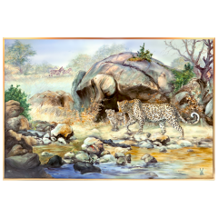 Wall picture, Leopardess by the Water, 36 x 53 cm