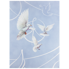 Wall painting, Peace Doves, 80 x 60 cm