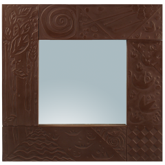 Mirror, Red fine stoneware, special sign Limited Masterpieces, 46 x 46 cm