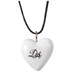 Pendant "Heart size L" with monogram (2 letters) in Black, 2,4 x 2,1 cm