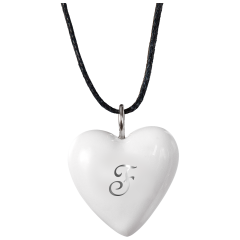 Pendant "Heart size L" with monogram (1 letter) in Platinum, 2,4 x 2 cm