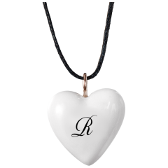 Pendant "Heart size L" with monogram (1 letter) in Black, 2,4 x 2,1 cm