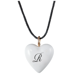 Pendant "Heart size M" with monogram (1 letter) in Black, 2,2 x 1,7 cm