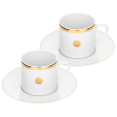 Espresso set, 4-pcs, Shape "No 41", Swords Luxury Gold, swords medallion, gold rim