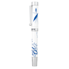 White Rollerball Pen Blue Onion-Pattern Design in White Box