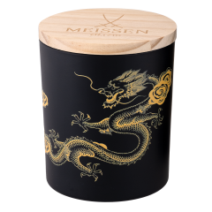 "MEISSEN" Candle: Golden Dragon on Black Glass, 8 x 9 cm
