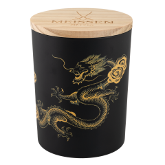 "MEISSEN" Candle: Golden Dragon on Black Glass, 10*12,5cm