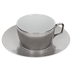 Tea cup & saucer, Shape "MEISSEN® Cosmopolitan", Mesh, platinum, V 0,2 l