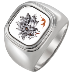 Ring Ming Dragon Black, 58 mm 925 sterling silver, mit Gravur: Ag925 / MEISSEN / 1710