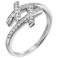 Ring Swords Pavé, 750 white gold, 30 brilliants approx. 0,26 ct, TW, VSI, full cut good