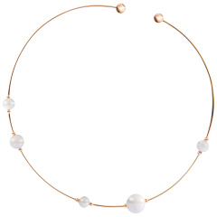 Choker Pearl Collection Pure White, 750 rose gold, 5 porcelain pearls in the size of 8, 10 and 12mm