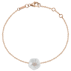 Bracelet Royal Blossom Basic, 750 rose gold, 1 porcelain blossom S with 1 brilliant 0,02 ct, TW, VSI, full cut good, length 19cm