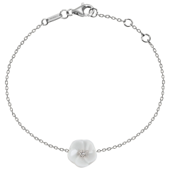 Bracelet Royal Blossom Basic, 750 white gold, 1 porcelain blossom S with 1 brilliant 0,02 ct, TW, VSI, full cut good, length 19cm