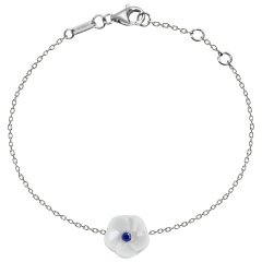 Bracelet Royal Blossom Basic Sapphire, 750 white gold, 1 porcelain blossom S with 1 Sapphire 0,07 ct blue faceted, length 19cm
