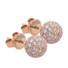 Ear studs Pearl Collection Pavé, 750 rose gold, 2 pearls pavé 8 mm each, 59 brilliants, 0,65 ct, TW/VSI