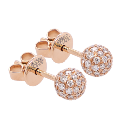 Ear studs Pearl Collection Pavé, 750 rose gold, 2 pearls pavé 6 mm each, 38 brilliants, 0,30 ct, TW/VSI