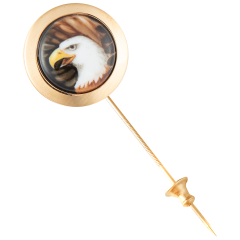 Pin Bald Eagle, 925 Silver gold plated, 2,2 x 4 cm