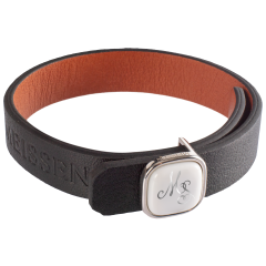 Leather Bracelet with monogram (2 letters) in Platinum