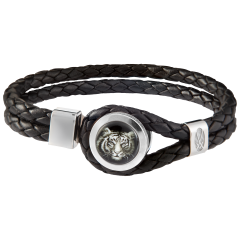 Leather bracelet Tiger, 925 sterling silver