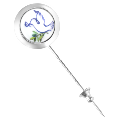 Pin Dove with olive branch, 925 sterling silver