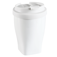 Coffee to go mug with plastic lid, small, Shape "nova", white, V 0,35 l