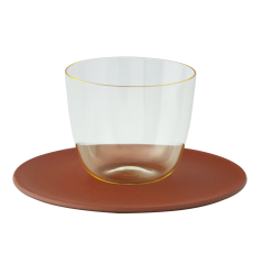 Espresso cup & saucer, LOBMEYR, "Alpha citrin", Boettger Stonewear, V 0,1 l