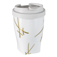 Coffee to go mug small with plastic lid, Shape "Nova", "SWORDS", V 0,35 l