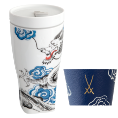 Coffee to go mug with porcelain lid and cuff, Shape "nova", Fortune Dragon, V 0,35 l