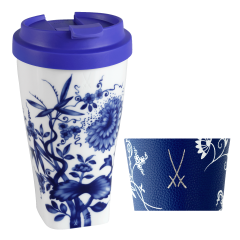 Coffee to go mug large with plastic lid and cuff, Shape "nova", "The Original", white V 0,35 l