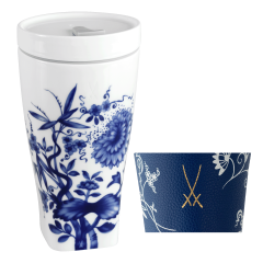 Coffee to go mug with porcelain lid and cuff, Shape "nova", "The original", white V 0,35 l