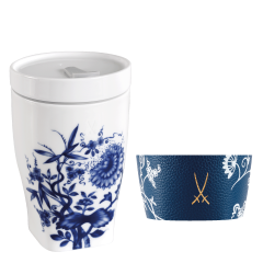 Coffee to go mug small with porcelain lid and cuff Shape "nova", "The Original", white, V 0,35 l