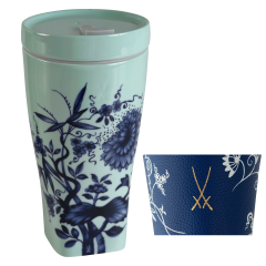 Coffee to go mug with porcelain lid and cuff, Shape "nova", "The Original", seladon, V 0,35 l